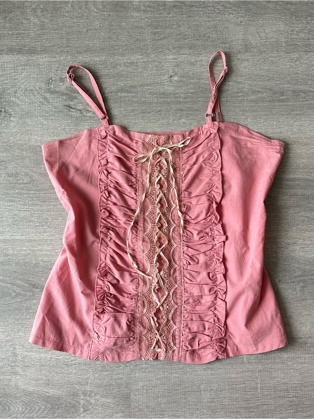 Vintage 90s Y2K Coquette Lace-Up tie Front Top in Pink